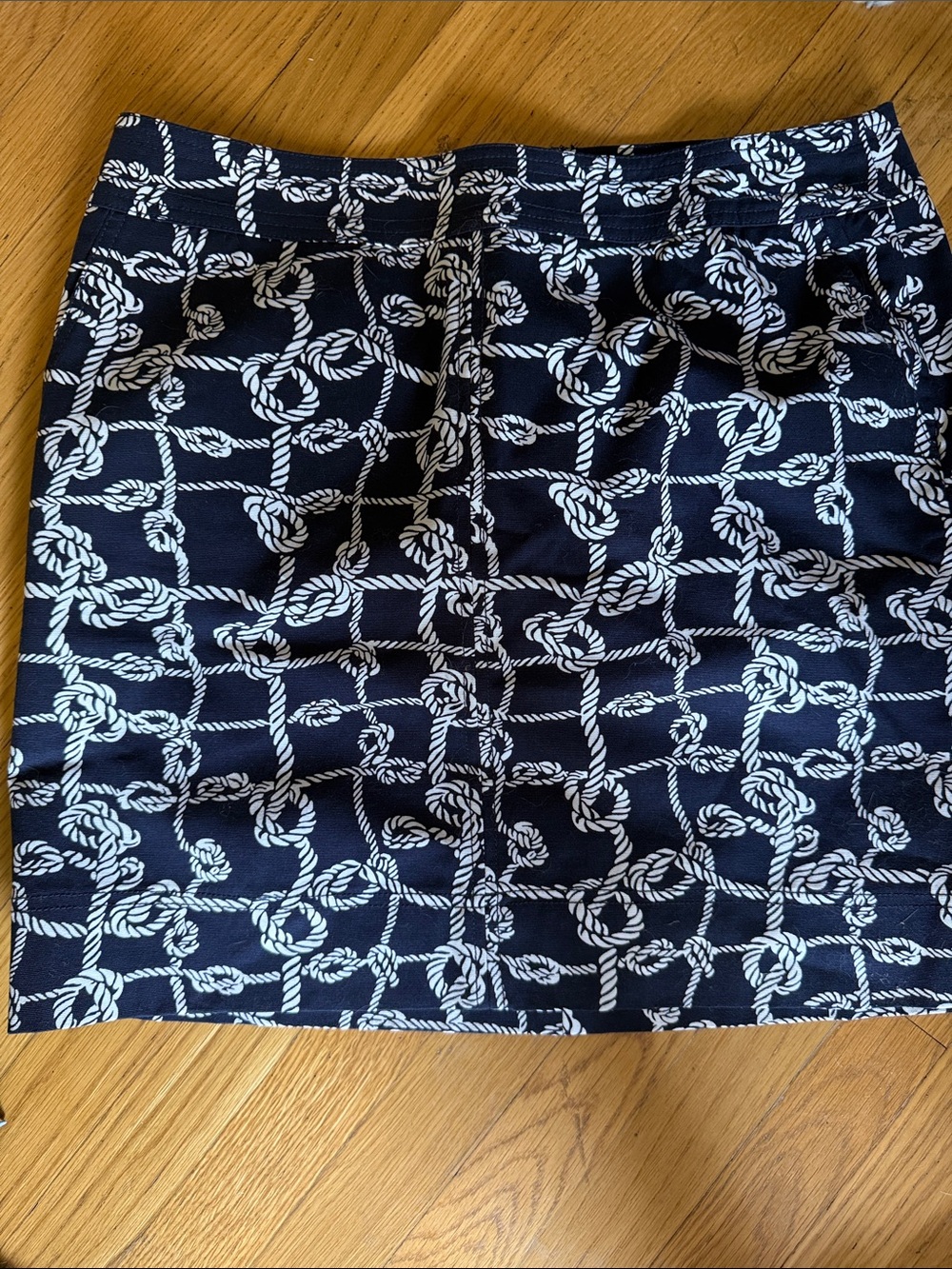 Talbots Navy and White Rope-Print Skirt